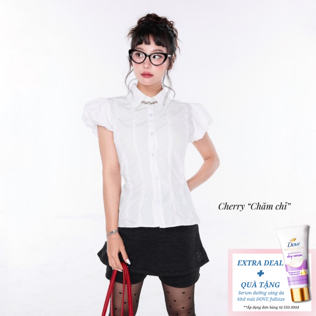 Cherry "Chăm chỉ" - Remmus | Áo sơ mi tay phồng hack eo cho nữ