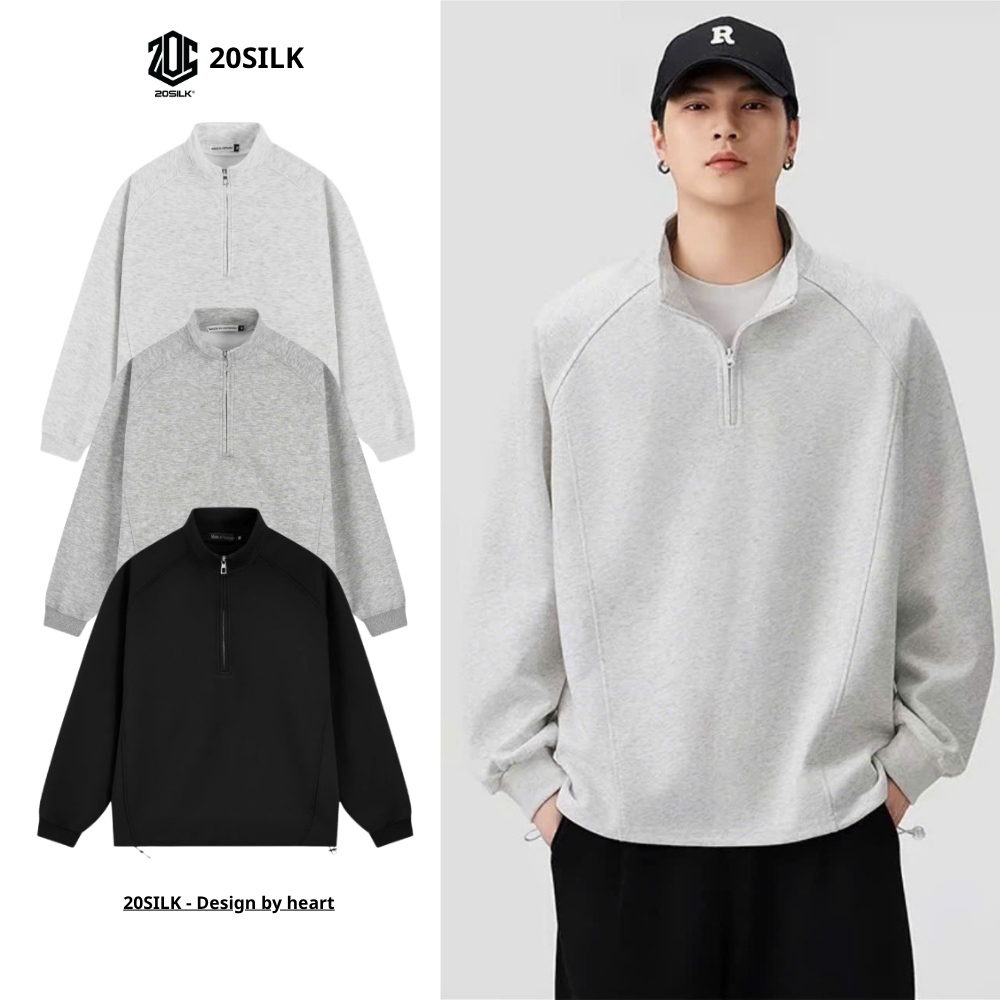 Áo Sweater Half Zip Kiểu Dáng Basic - Sweater chất liệu nỉ 2 da unisex local brand