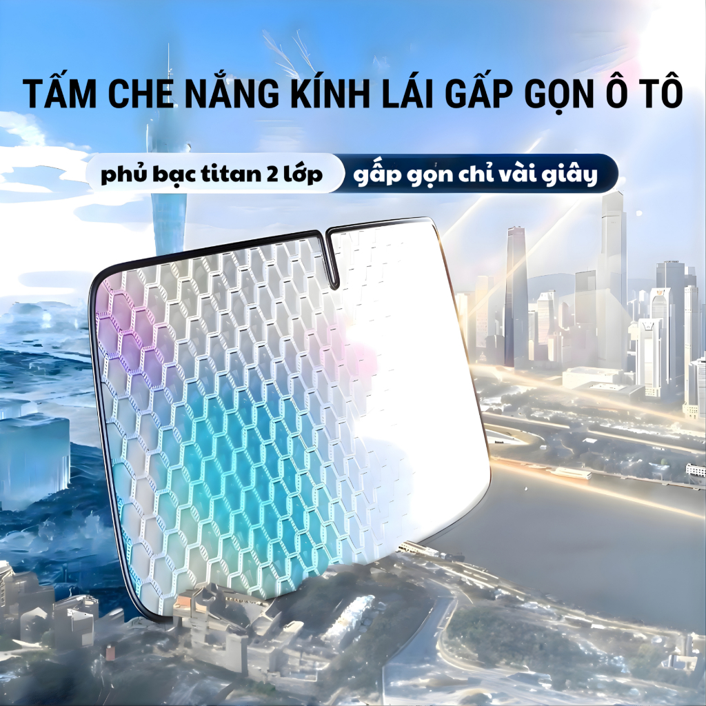 Miếng che nắng kính lái ô tô gấp gọn chống nóng cách nhiệt bảo vệ nội thất xe