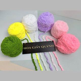  LEN BÔNG XÙ - đan móc làm đồ thủ công làm thảm rêu cỏ phủ chậu cây 