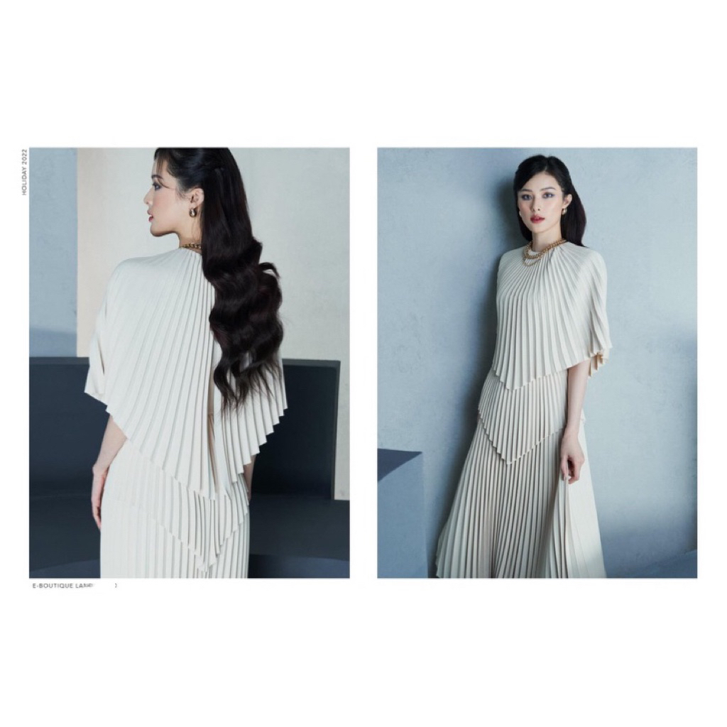 Váy SML Lane Jt Layering Pleated midi dress Chính hãng 100% 1890K