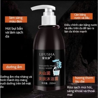  Sữa Tắm Lifusha Làm Trắng da Ủ Trắng Tẩy Tế Bào chết Chai 250ml 