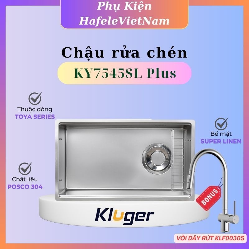 Chậu rửa chén Kluger KY7545SL Plus - Inox 304 Cao Cấp, Thiết Kế Hiện Đại
