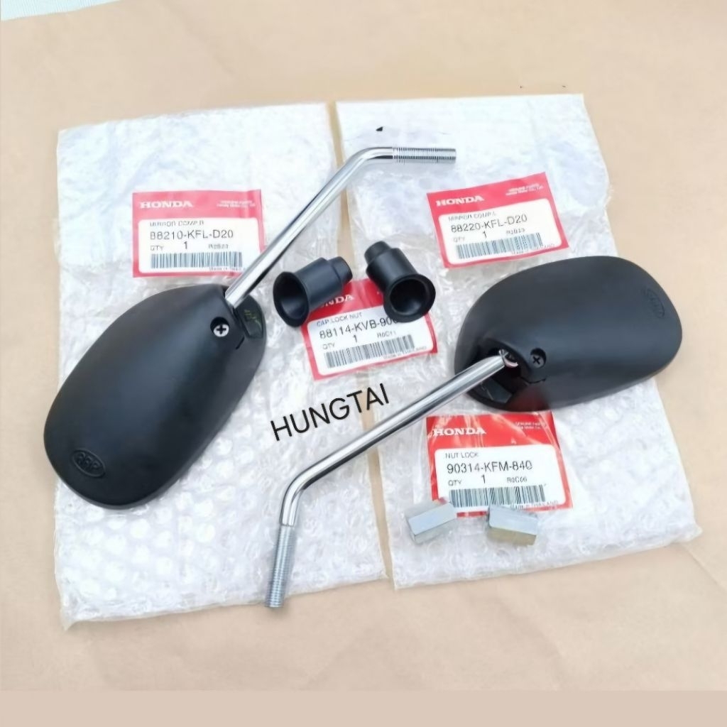 Cặp kính, gương chiếu hậu xe WAVE Thái chân xi trắng zin Honda 88210-KFL-D20, 88220-KFL-D20