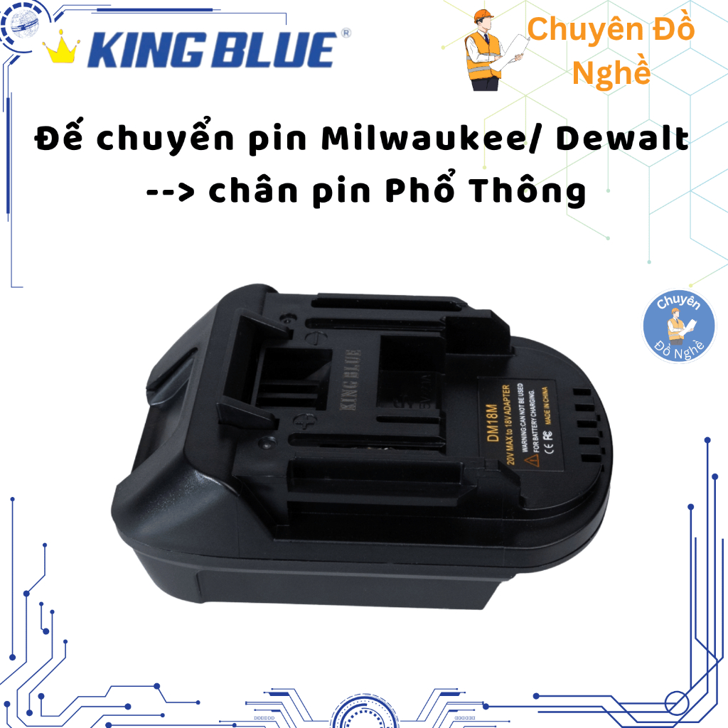 Đế Chuyển Đổi Chân Pin Milwaukee, Dewalt Sang Chân Pin Phổ Thông Makita DM18M Kingblue - Chính hãng