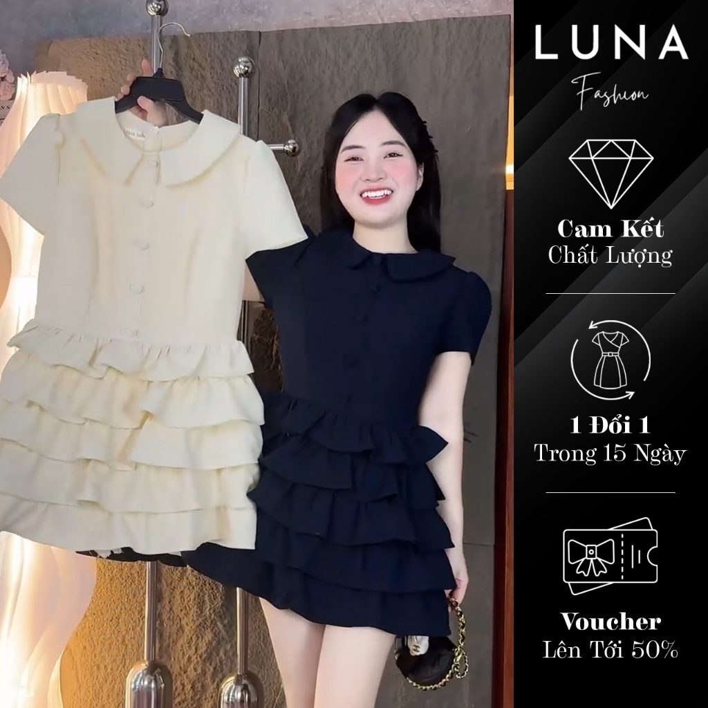 Váy Cổ Bẻ Phối Bèo - B45