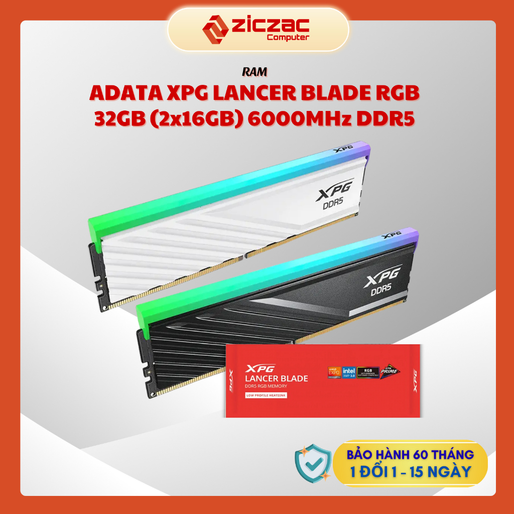 Ram Adata XPG Lancer Blade RGB 32GB (2x16GB) DDR5 6000Mhz XMP EXPO - BH 60th chính hãng
