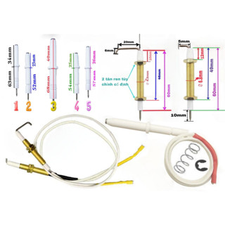  Dây kim sứ đánh lửa bếp gas đôi   Kim đánh lửa bếp ga âm Sunhouse các mẫu-20mm-23mm-25mm,26mm-27mm 