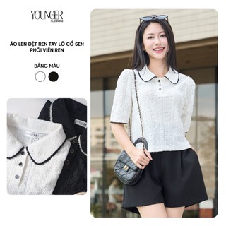  Áo len nữ YOUNGER BY CARDINA chất liệu len dệt giả ren cổ sen tay lỡ 5YARL01 