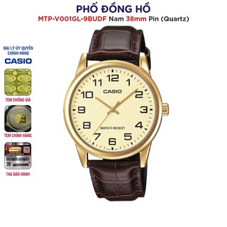 Đồng hồ nam dây da casio chính hãng anh khuê mtp-v001gl-9budf