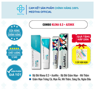  Bộ Đôi Klena 0.3 + AzeMix - Giảm Mụn Trứng Cá Mụn Ẩn Mờ Thâm Sáng Da Ngừa Dầu Phục Hồi Làn Da 