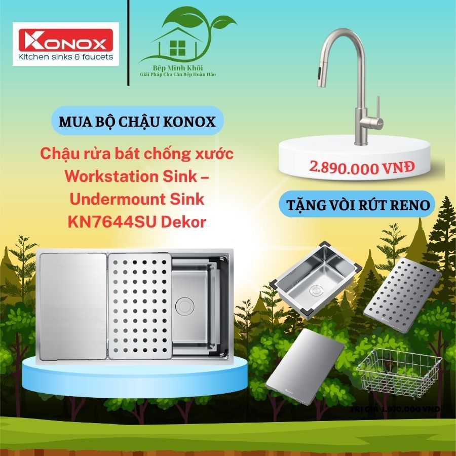 Chậu rửa bát chống xước Workstation Sink – Undermount Sink KN7644SU Dekor KT76x44