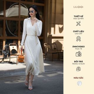  Đầm Ren Nữ Thiết Kế Cổ Tim Vạt Chéo LiLiQiQi By LeeGi Điệu Đà Sang Chảnh   Không kèm đai   - DD679 
