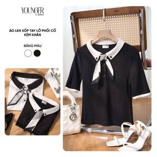  Áo len nữ YOUNGER BY CARDINA chất liệu len xốp tay lỡ phối kèm khăn 5YALL07 
