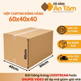 60x40x40 Thùng carton chuyển nhà, thùng carton to đóng gói đồ kích thước lớn cứng cáp chịu lực tốt