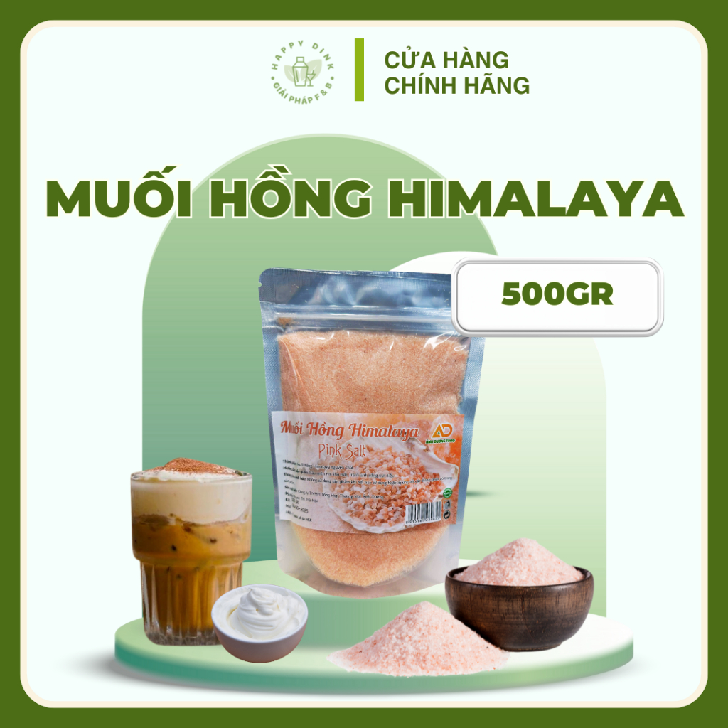 Muối hồng Himalaya hạt mịn trọng lượng 500g/gói, chuyên dùng pha cế cafe muối, kem muối