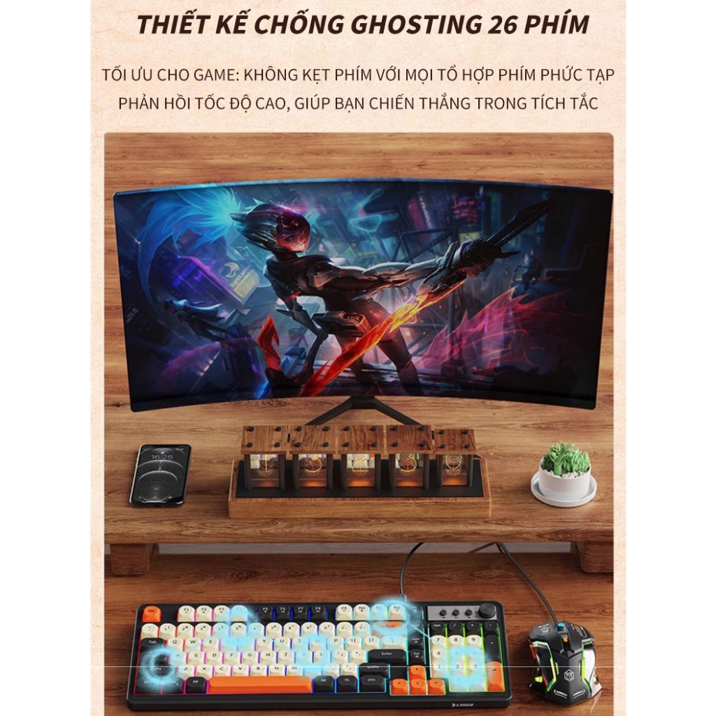 Bàn Phím Màng Có Dây G98 - 98 Phím, Đèn Nền RGB Đa Chế Độ, Thiết Kế Tối Ưu Cho Game Thủ | BigBuy360 - bigbuy360.vn