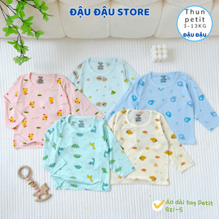  Set 3-5 Áo dài tay cài vai thun lạnh petit cho bé 3-13kg phối màu ATT mềm mịn mát in hoạ tiết  AL017 Đậu Đậu Store 
