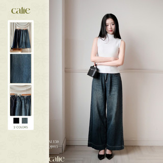  Quần Jeans dáng suông có ly thân trước chất liệu jean mềm form basic dễ mix đồ thời trang Calie Qj015 