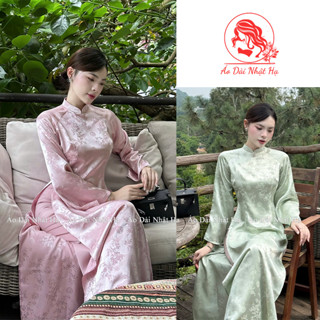 Áo dài gấm truyền thống Trúc Anh chất liệu lụa gấm trúc đào cao cấp, mềm mại, ôm eo tay loe sang trọng - Áo dài Nhật Hạ