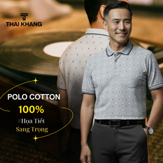  Áo polo trung niên họa tiết Thái Khang vải cotton co giãn 2 chiều form classic cho các bố ATK38 