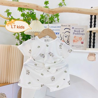 [Loại Đẹp] SET 5 BỘ CỘC TAY CÚC GIỮA CHẤT PEPTIT NỀN TRẮNG IN HOẠT TIẾT CHO BÉ TỪ 3-13KG