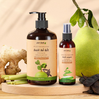 Bộ dầu gội bưởi bồ kết - Xịt tóc bưởi thuần chay Giọt Lành 