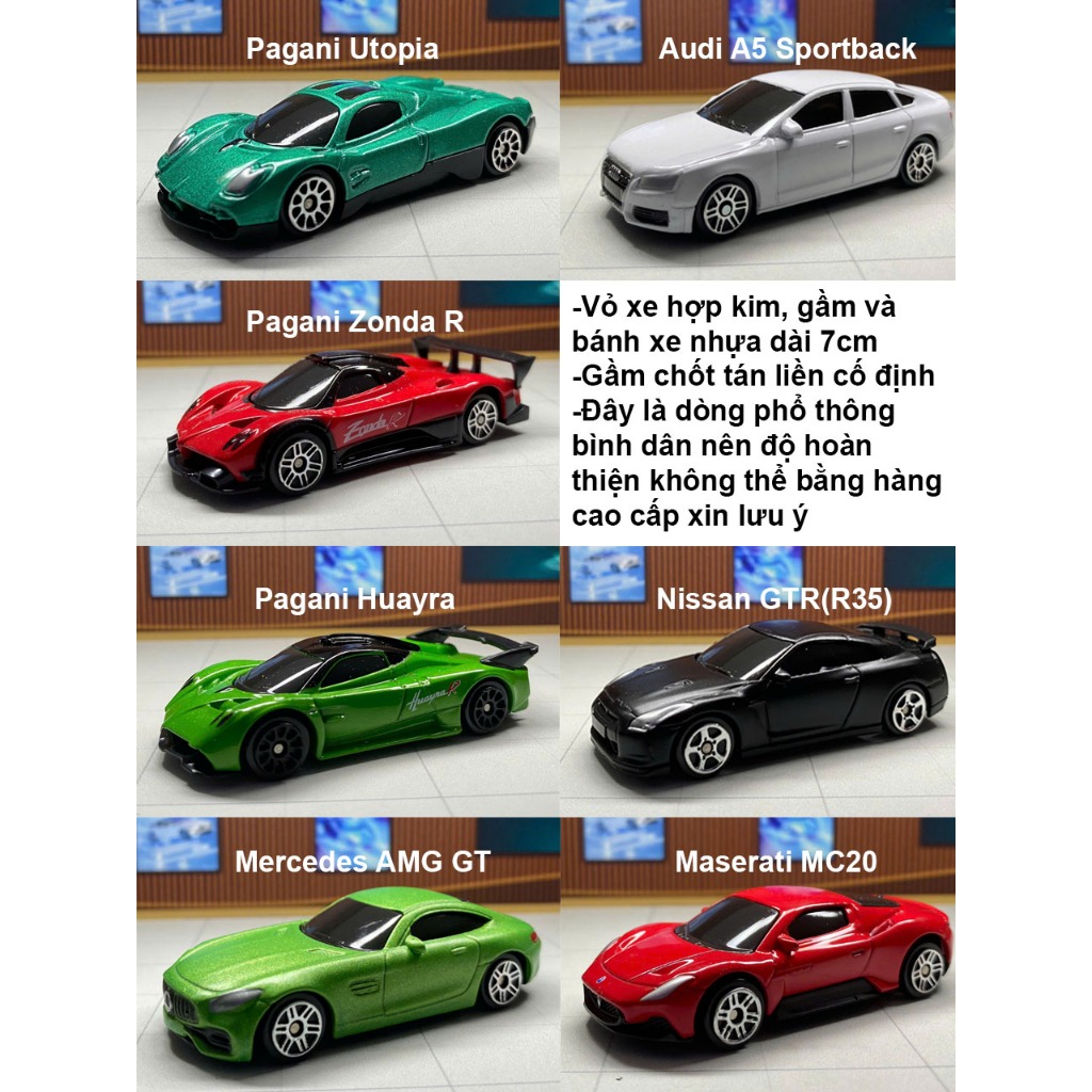 Mô hình xe 1:64 vỏ hợp kim, gầm & bánh nhựa từ RMZ City các dòng siêu xe dài 7cm