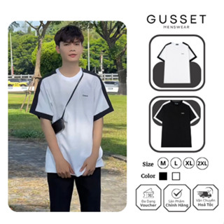  Áo Thun Trơn Nam Nữ GUSSET AP07 Stripe Lines Shoulder Phối Vai Streetstyle Local Brand 