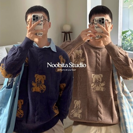 NOOBITA - Sweater len tay dài bear 8438