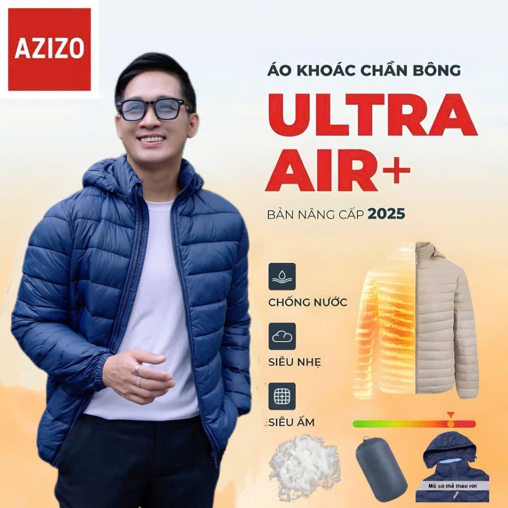 Áo Khoác Phao Nam AZIZO – Siêu Nhẹ, Cản Gió, Giữ Ấm Đỉnh Cao, Có Mũ Tháo Rời