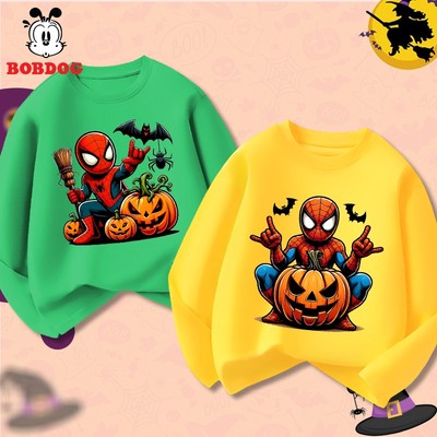 Áo thun dài tay bé trai BOBDOG in hình người nhện halloween chất liệu cotton mềm mịn thoáng mát