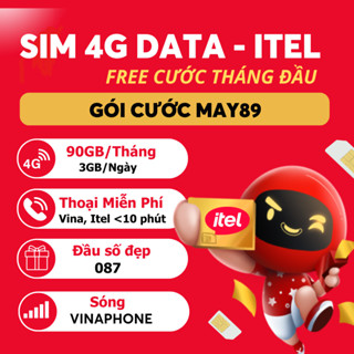  Sim Itel 4G MAY89 Free Cước Tháng Đầu Ưu Đãi 90GB Tháng  3GB Ngày  Sóng Vinaphone Bao Khỏe  DK Chính Chủ 