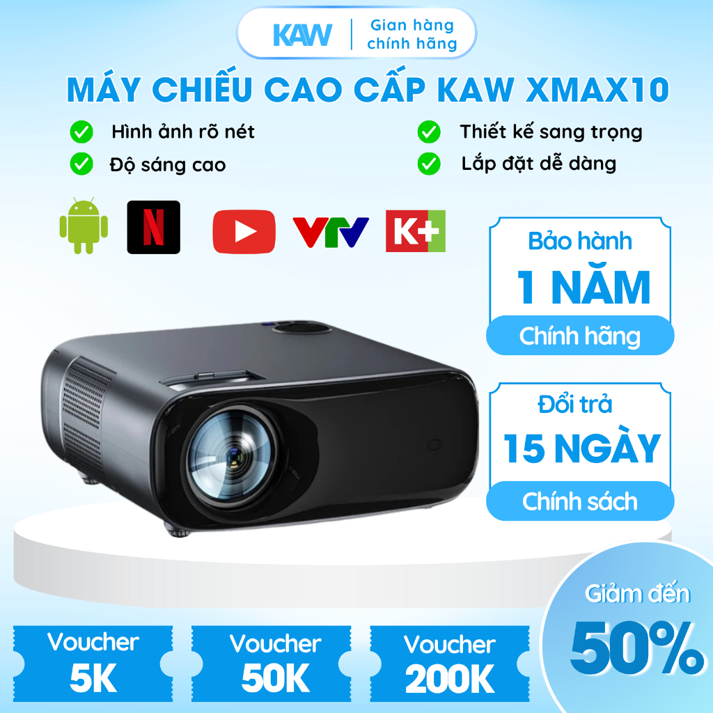 Máy Chiếu 4K KAW XMAX10 Cao Cấp, Chất Lượng 4K, Âm Thanh Hay, Xem Phim Nét, Dùng Dạy Học, Văn Phòng