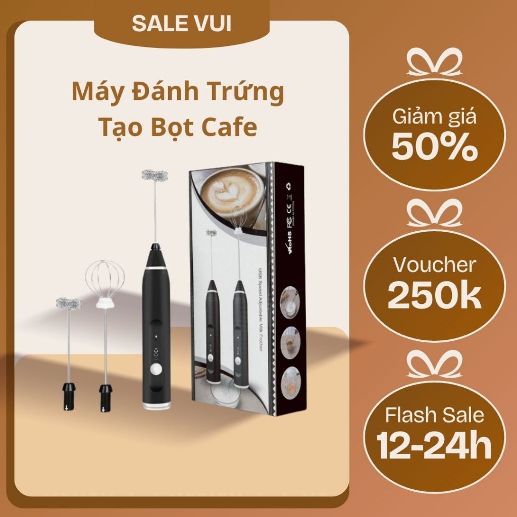 Máy Đánh Trứng, Đánh Sữa Và Tạo Bọt Cafe Di Động Cầm Tay 3 Tốc Độ Sử Dụng Pin Sạc Cao Cấp - DT1 New