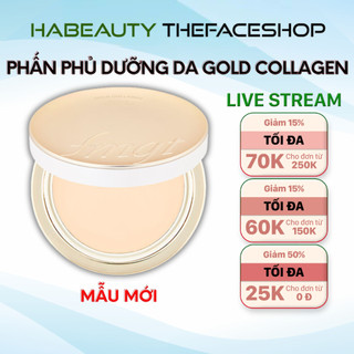 Phấn phủ trang điểm The Face Shop dưỡng da chống nắng fmgt Gold Collagen Ampoule Two Way Pact 9.5g SPF40 PA++ 