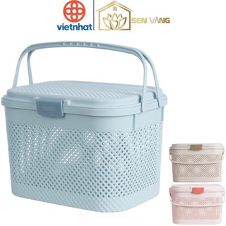  Giỏ đi sinh HOKORI nhựa VIỆT NHẬT cao cấp - Làn đan có nắp quai xách đựng đồ quần áo mẹ bé - 2610 