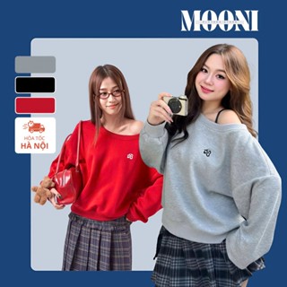  Áo Sweater Trễ Vai Logo Mini Nỉ 2 Da Nhiều Màu Nữ Tính Hàn Quốc Vải Mềm Mịn Giữ Ấm Tốt - A01 