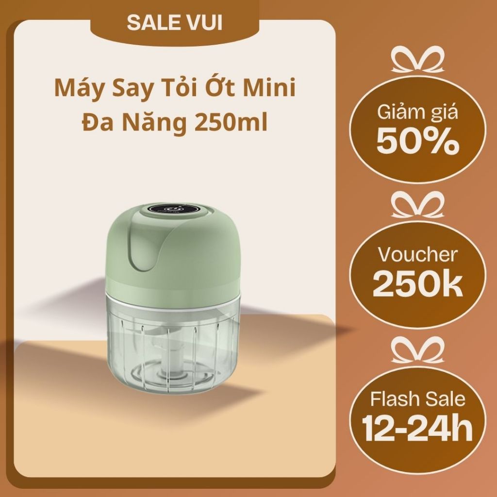 Máy Xay Mini Tỏi Ớt Cầm Tay 250ml Sử Dụng Cổng Sạc USB Siêu Tiện Lợi Mẫu Mới - XT2