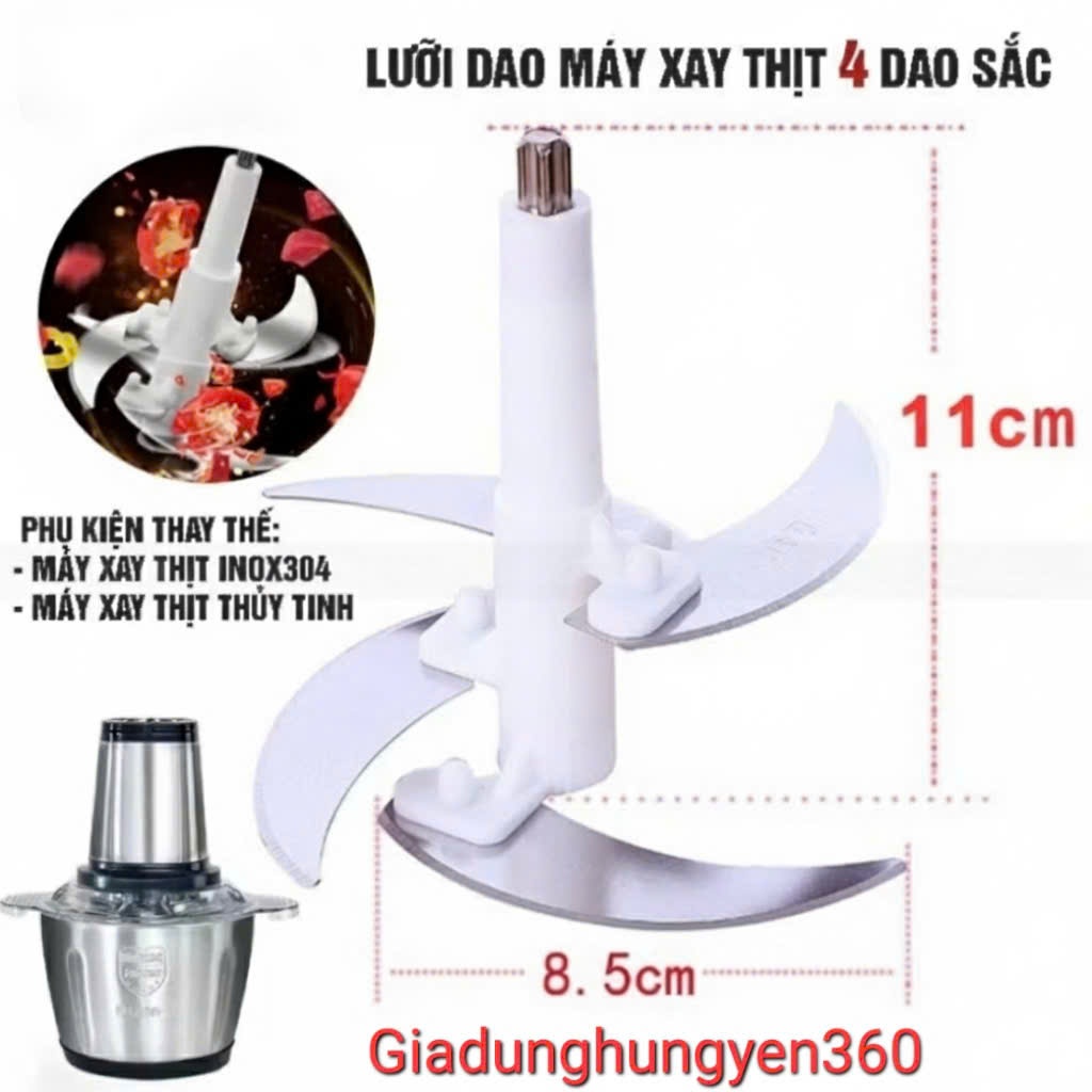 Lưỡi Dao Thay Thế  4 Lưỡi  inox Cho Máy Xay Thịt  2L cối inox 304