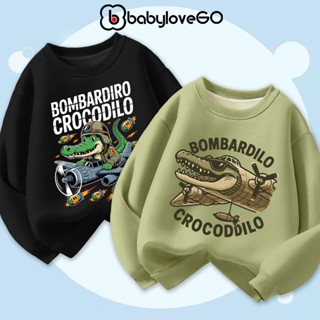  Áo sweater cho bé trai BabyloveGO áo nỉ BRAINROT Bombardiro Crocodilo cho bé chất nỉ hai da dày ấm 