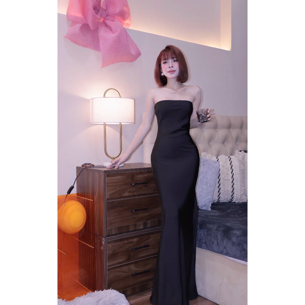 ĐẦM CÚP NGỰC - 7522 I Đầm lụa cúp tô châu cao cấp dáng dài có khóa kéo, v1 có chun co giãn chống tuột | BigBuy360 - bigbuy360.vn
