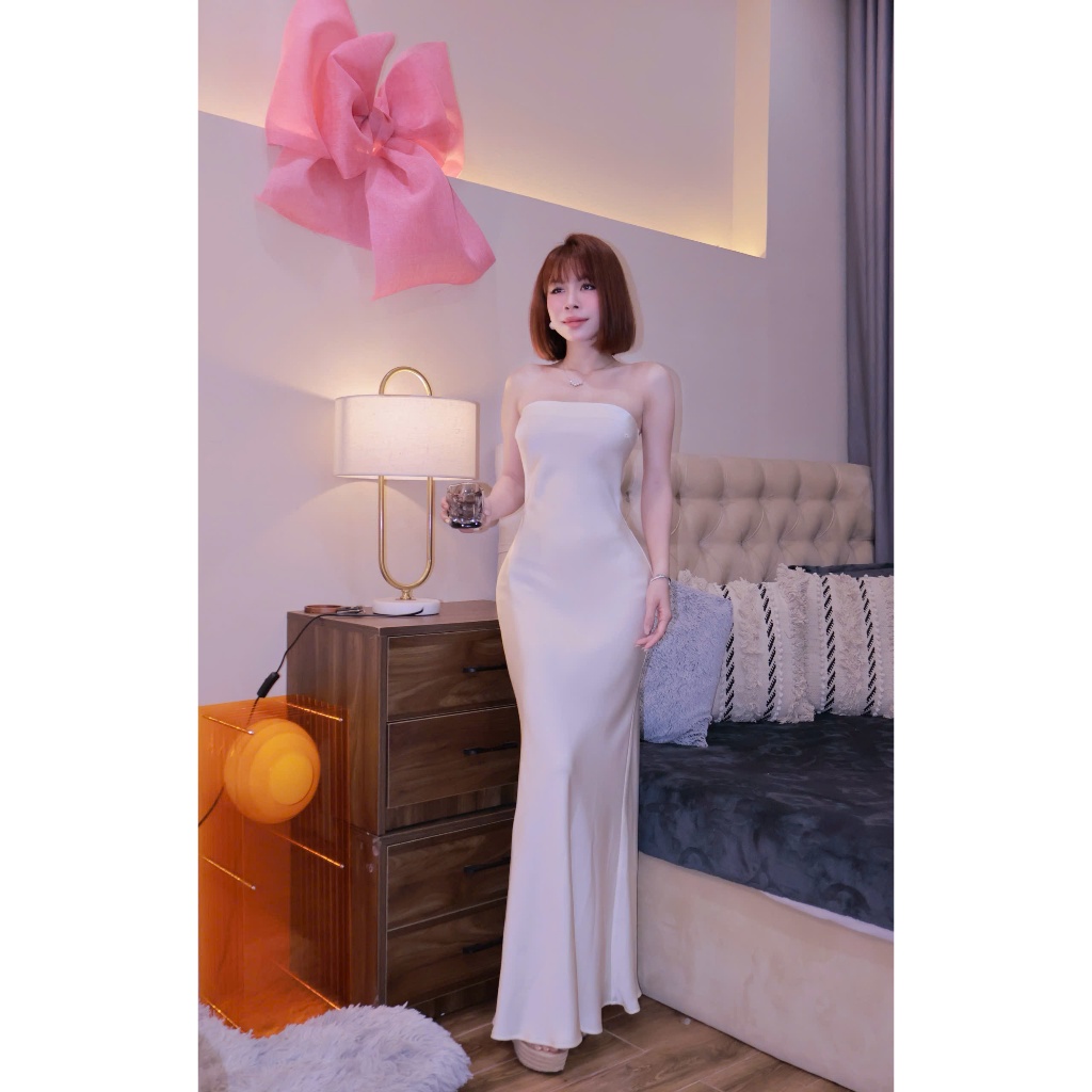 ĐẦM CÚP NGỰC - 7522 I Đầm lụa cúp tô châu cao cấp dáng dài có khóa kéo, v1 có chun co giãn chống tuột | BigBuy360 - bigbuy360.vn