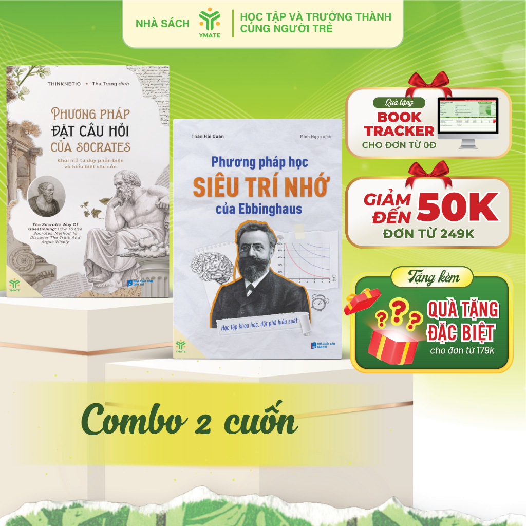 Combo Sách Phương Pháp Đặt Câu Hỏi Của Socrates + Phương Pháp Học Siêu Trí Nhớ Của Ebbinghaus – YMATE Books