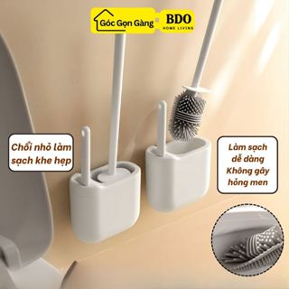 Chổi Cọ Bồn Cầu Silicon Tránh Xước Men Kèm Bàn Chải Cọ Khe Rãnh Nhà Vệ Sinh Có Hộp Đựng Sạch Sẽ Thoát Nước Tốt 