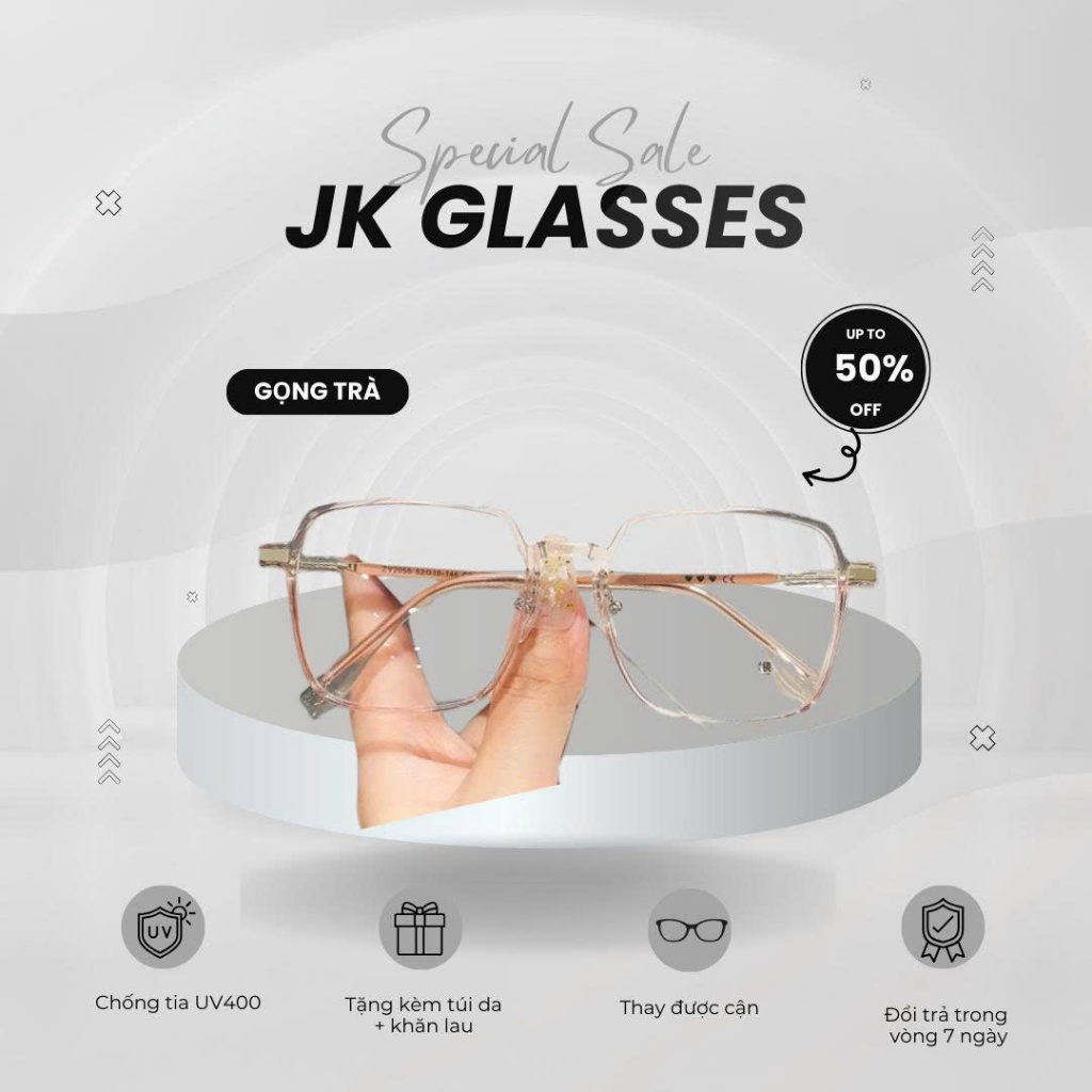 JK GLASSES KM59 Kính Cận Gọng Vuông Nhẹ Thời Trang Trẻ Trung Cá Tính Chống Ánh Sáng Xanh