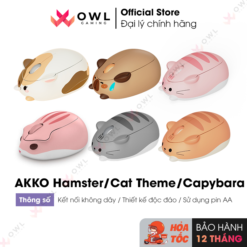 Chuột không dây AKKO Hamster / Cat Theme / Capybara  (Hàng chính hãng)