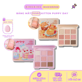   HỎA TỐC ODBO Bảng Phấn Mắt 9 Ô Odbo Kitten Day & Puppy Day Mèo & Cún Con Tặng Kèm Kẹp Tóc 9g XINGXINGCOSMETICS 
