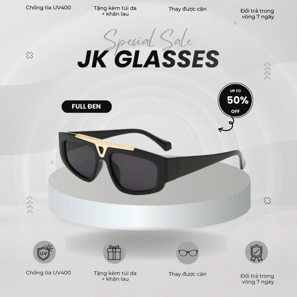 JK GLASSES KM-70 Kính mát thời trang phong cách mới 2025 chống ánh nắng tia UV400 Unisex