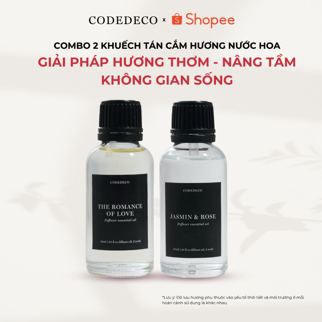COMBO 2 chai tinh dầu khuếch tán hương nước hoa CODEDECO 30ml